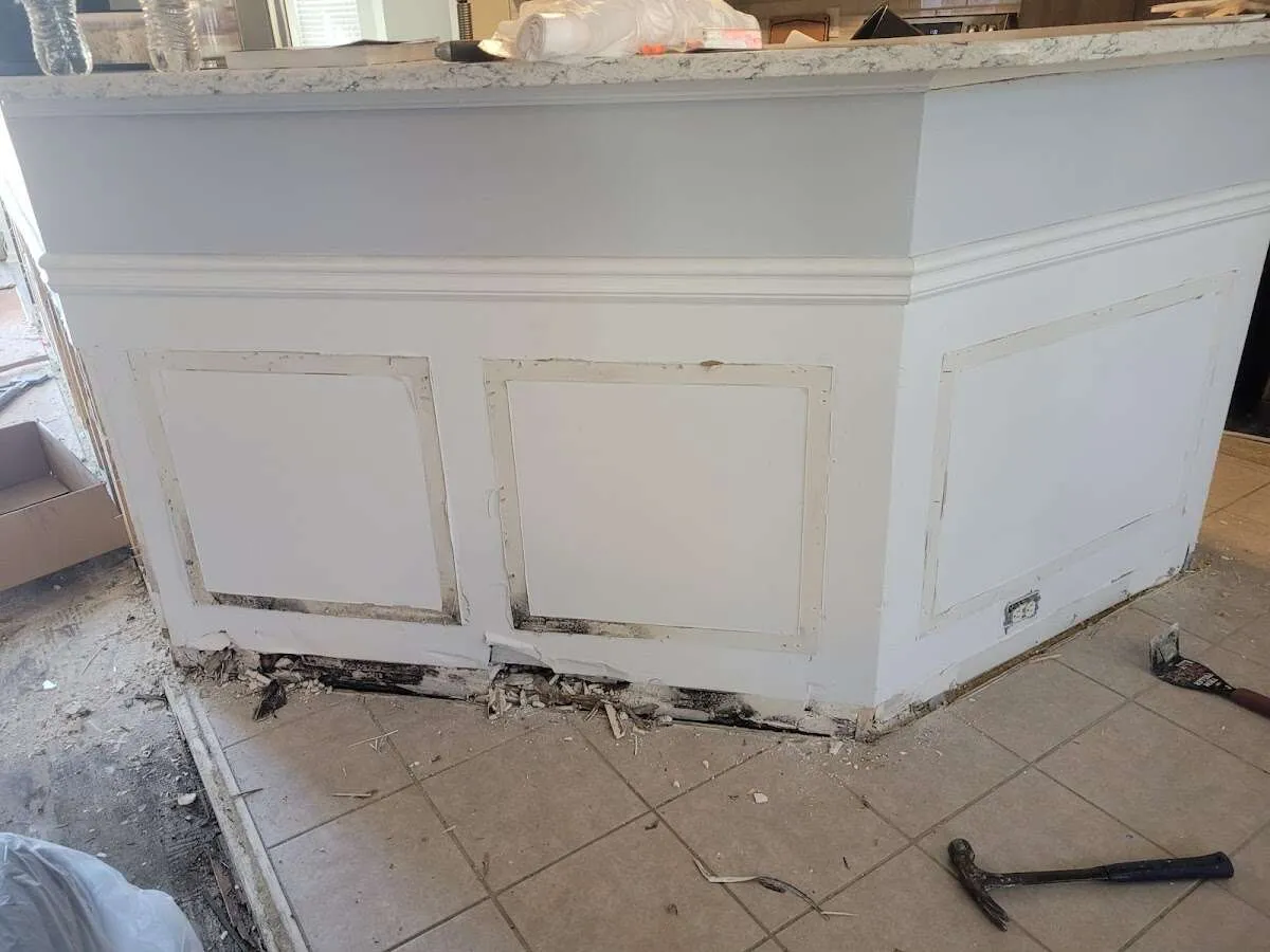 Water damage and mold on kitchen during Storm Damage Restoration in Shelley